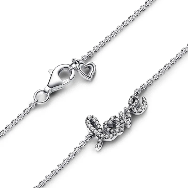 Halsband med Glittrande Kärleksbudskap - PANDORA - Snabb leverans & paketinslagning - Nordic Spectra