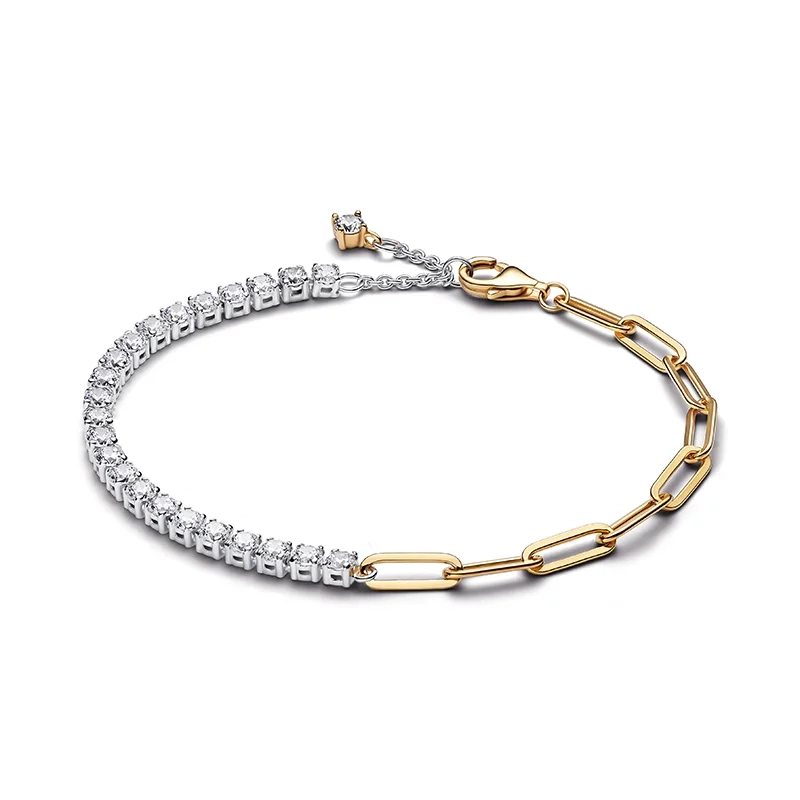 PANDORA - L&auml;nkat Tennisarmband Guld & Silver