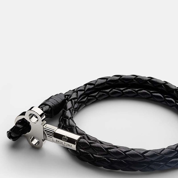 The Key Leather Bracelet Silver - Black - Skultuna - Snabb frakt & paketinslagning - Nordicspectra.se
