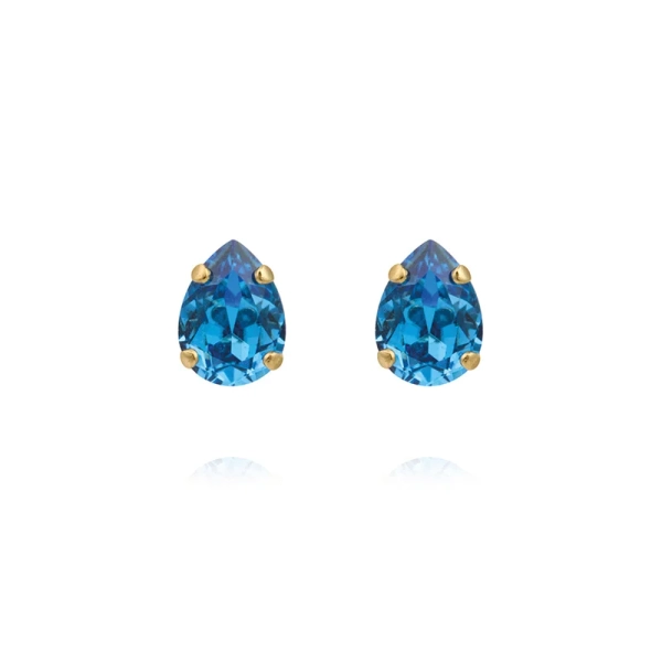 Amelia Stud Earrings Gold med isblå Swarovski® kristaller