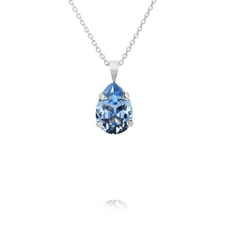 Caroline Svedbom - Mini Drop Necklace Rhodium Light Sapphire