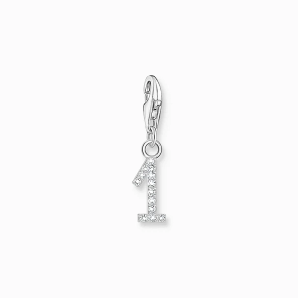 Charm-Anhänger Zahl 1 mit weißen Steinen Silber - Thomas Sabo - Nordic Spectra
