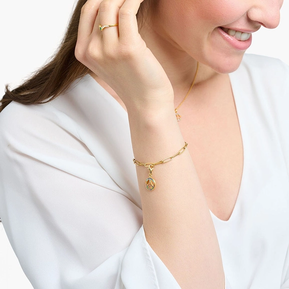 Charm-hängsmycke Peace med färgade Stenar Guld - Thomas Sabo berlock - Snabb frakt & paketinslagning - Nordicspectra.se