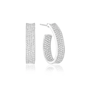 Felline Concavo Örhängen i silver med gnistrande Cubic Zirconia-stenar från Sif Jakobs