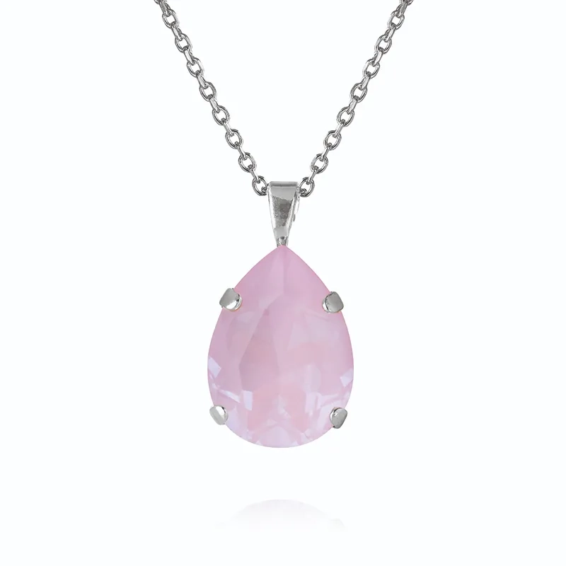 Caroline Svedbom - Mini Drop Necklace Rhodium Soft Pink