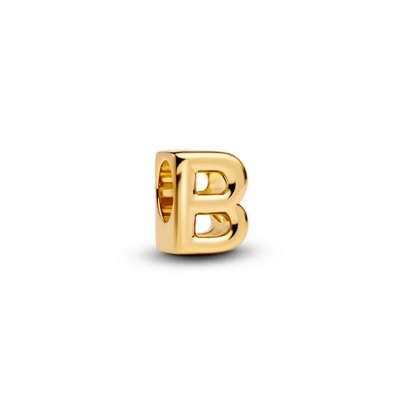 Bokstaven B Berlock Guld från Pandora Moments - En elegant accessoar i 14K guldpläterad metall som symboliserar balans och skönhet