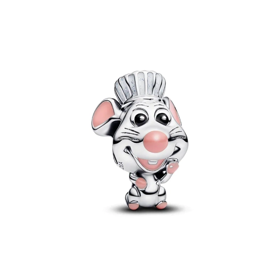 Disney Pixar Ratatouille Remy Charm-Anhänger aus Sterlingsilber mit bunten Emaille-Details. Ein Symbol für Ausdauer und Leidenschaft im Alltag.