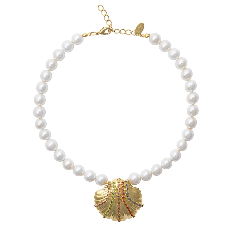 Caroline Svedbom - Mirella Pearl Choker Gold Rainbow Combo