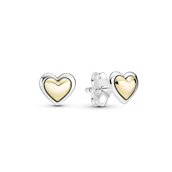 Gewölbtes goldenes Herz Ohrstecker von PANDORA, Schneller Versand - Nordicspectra.de