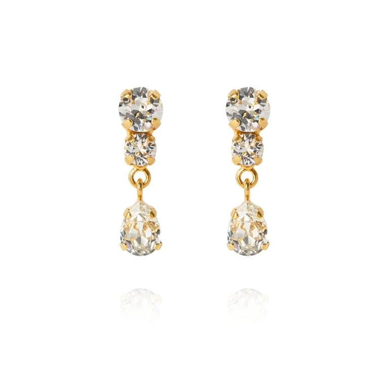 Guldpläterade droppörhängen med gnistrande Swarovski-kristaller från Caroline Svedbom