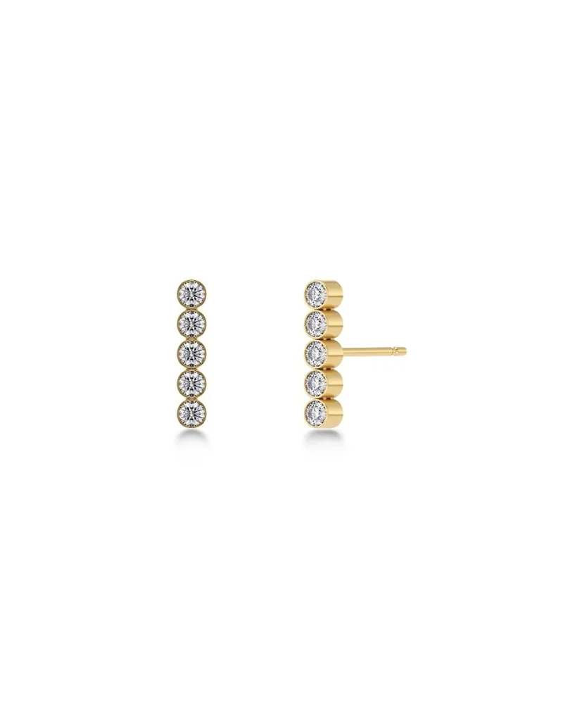 Twiggy-studsörhängen i 14K guldpläterat stål med fem cubic zirconia-stenar
