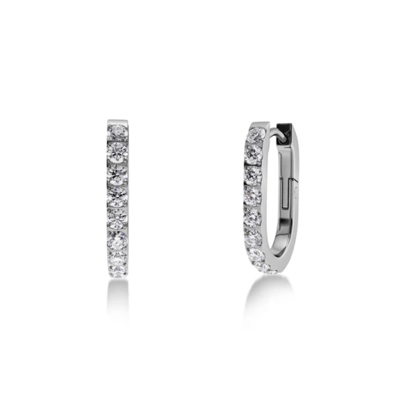 Örhängen i stål med cubic zirconia