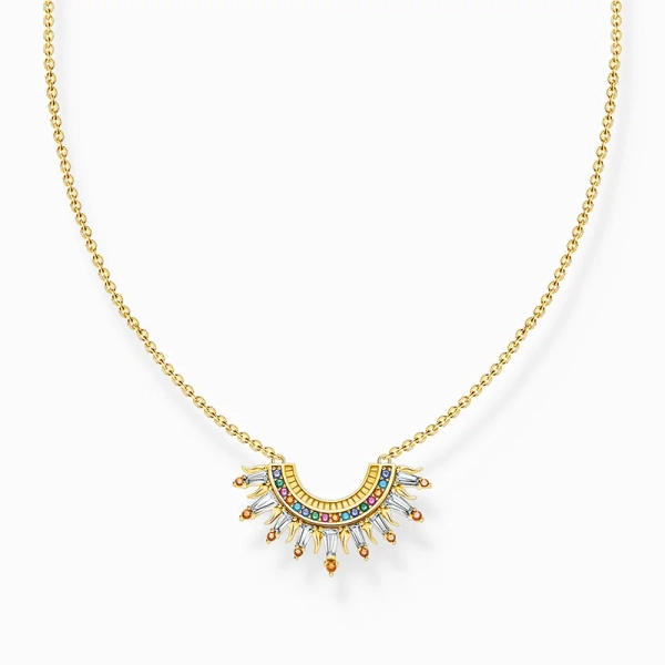 Kette mit Sonnenstrahlen und bunten Steinen vergoldet - Thomas Sabo - Nordic Spectra