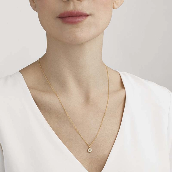 Daisy Mini Halsband Guldpläterat Silver med Vit Emalj - Georg Jensen halsband - Snabb frakt & paketinslagning - Nordicspectra.se