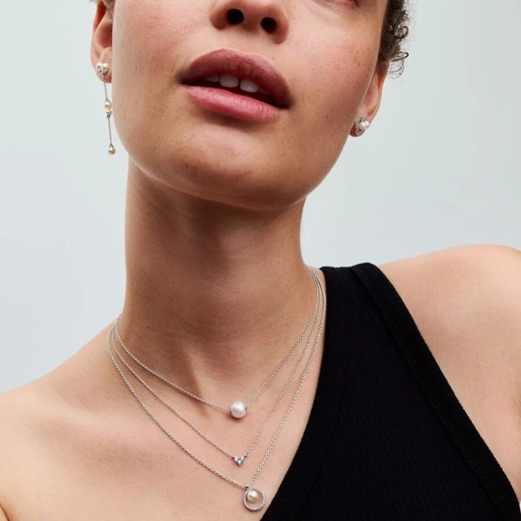 Behandelte Süßwasserzuchtperle & Pavé Collier-Halskette - PANDORA - Nordic Spectra