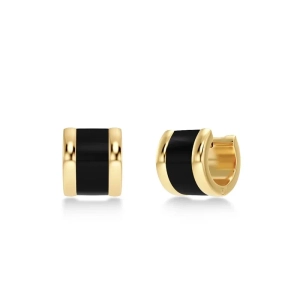 Frame Enamel Hoops i 14K guldplätering med svart emalj