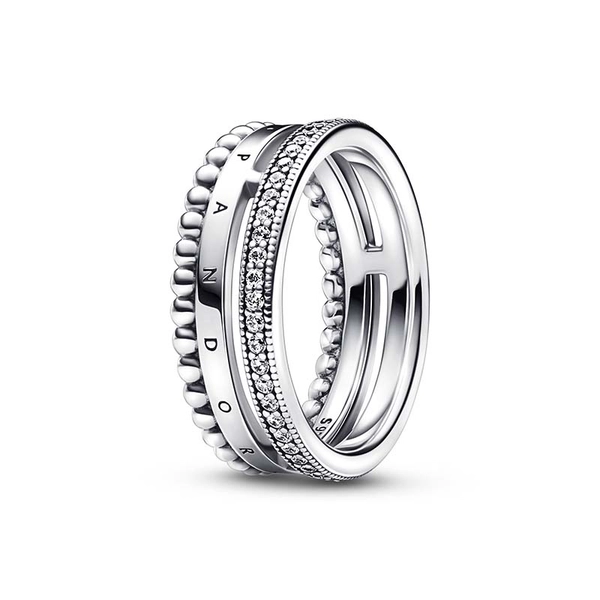 Pandora Signature Logo Pavé & Beads Ring - PANDORA - Snabb frakt & paketinslagning - Nordicspectra.se
