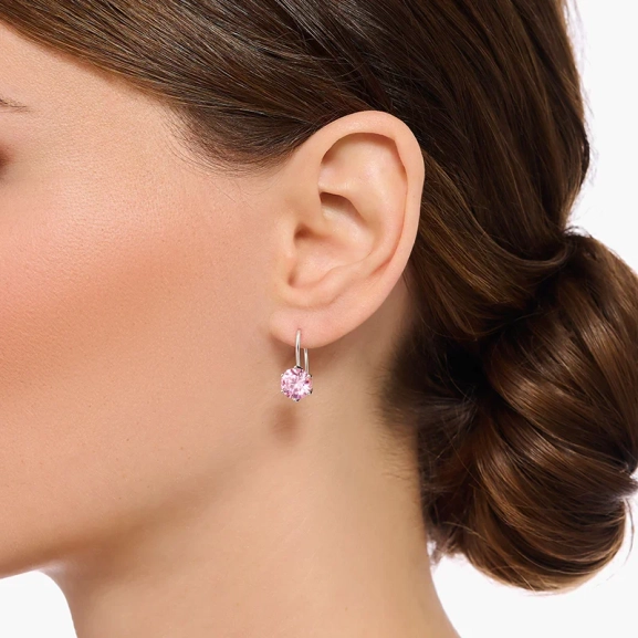 Krokörhängen med Rosa Glittrande Stenar - Thomas Sabo - Snabb leverans & paketinslagning - Nordic Spectra