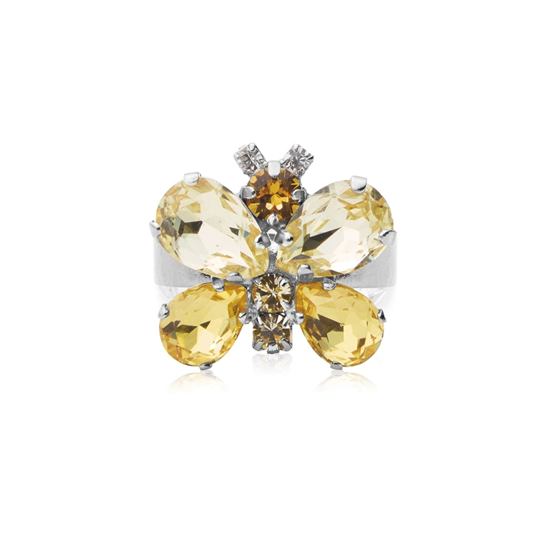 Caroline Svedbom - Butterfly Ring Rhodium Yellow Combo