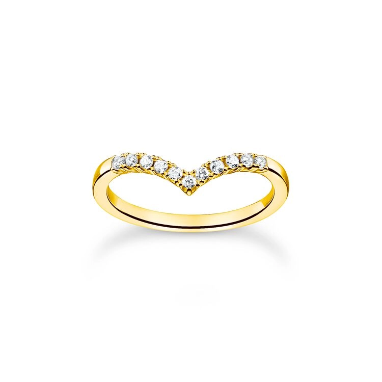Thomas Sabo – Ring V-formad med Vita Stenar Guld