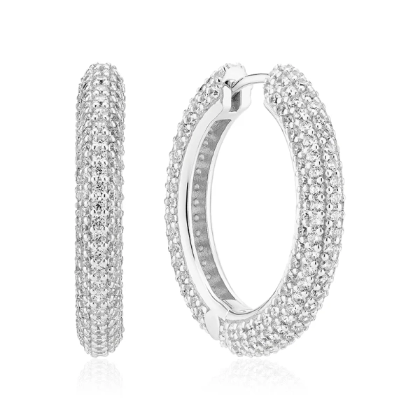 Carrara Grande Örhängen i silver med gnistrande Cubic Zirconia-stenar från Sif Jakobs Carrara-kollektion.