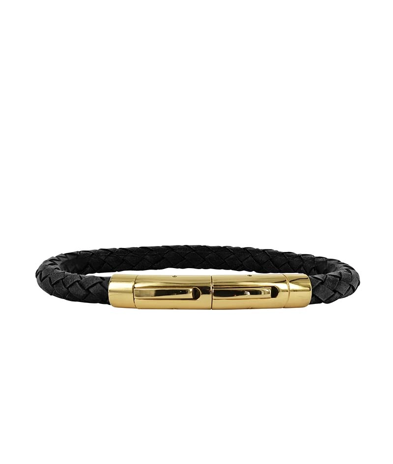 AROCK – IZAR Läder Armband Svart/Guld