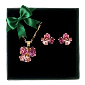 Elegant presentset med mörkrosa Swarovski-kristall