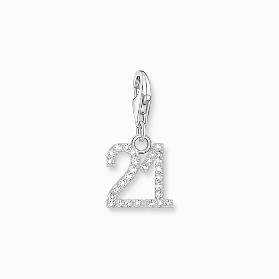 Charm-Anhänger Zahl 21 mit weißen Steinen Silber - Thomas Sabo - Nordic Spectra
