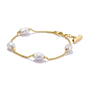 Natural Beauty Pärlarmband Guld i 18K guldpläterat silver med fyra odlade sötvattenspärlor