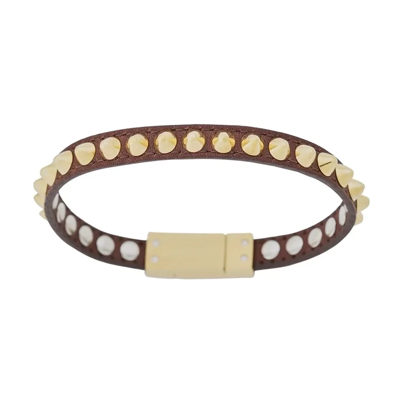 Edblad - Peak Bracelet Leather Brown Gold