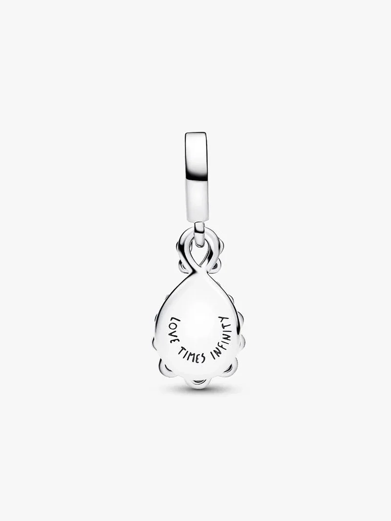 Pandora Moments Opalskimrande Evighetssymbol Berlock med Cubic Zirconia och LOVE TIMES INFINITY gravyr.