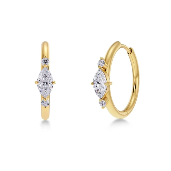 Trinny Hoops i 14K guldplätering med tre cubic zirconia-stenar