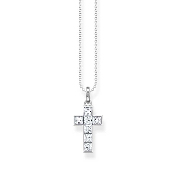 Necklace cross with white stones silver - Thomas Sabo - Suuri valikoima & ilmainen lahjapaketointi - Nordicspectra.fi