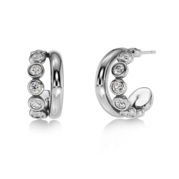 Stora hoops i blankt rostfritt stål med två bågar