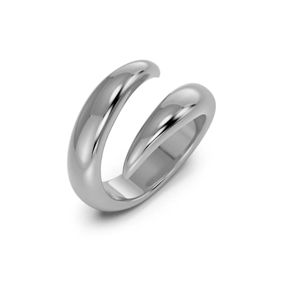 Edblad Spire Ring i polerat stål med unik kloform och överlappande design