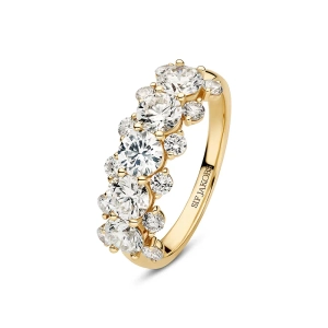 Fior Grande Ring 14K Guld med sju gnistrande syntetiska diamanter