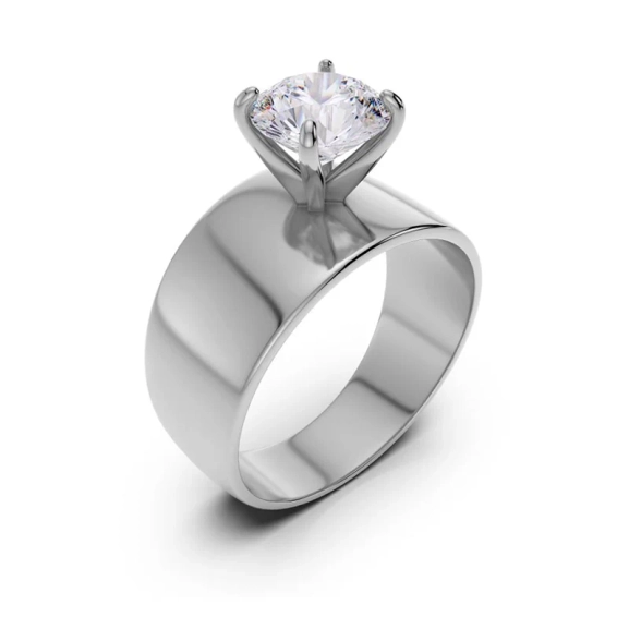 Stilfull ring i polerat rostfritt stål med gnistrande cubic zirconia-sten
