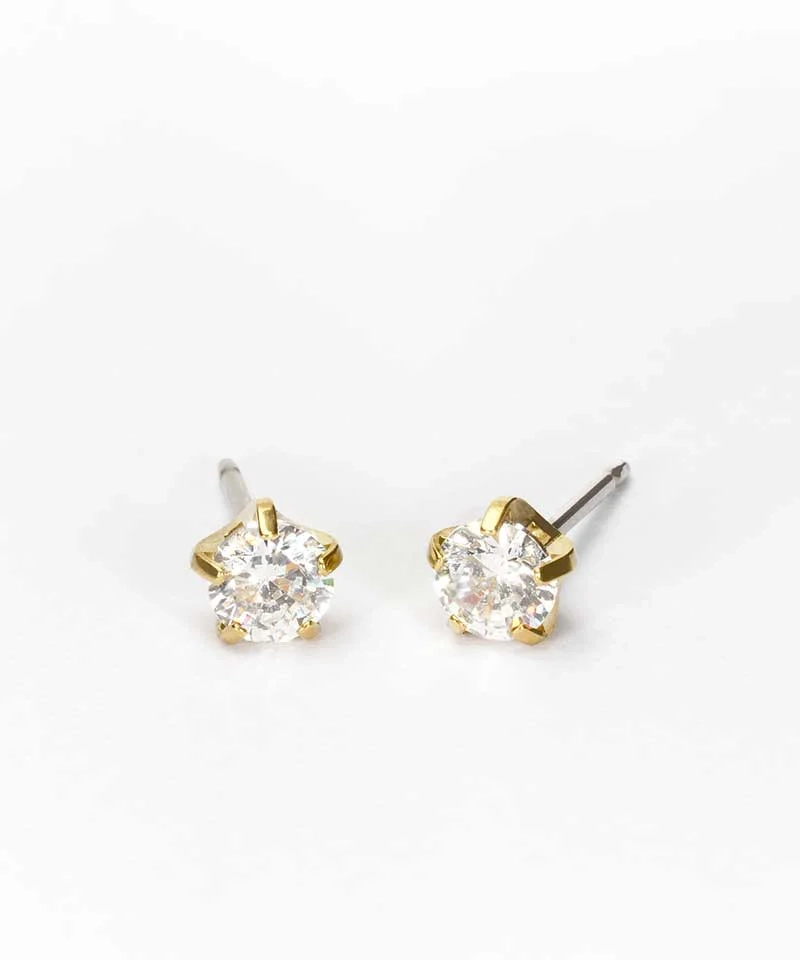 Klassiska vita örhängen med 5 mm klar cubic zirconia i medicinsk titan från Blomdahl.