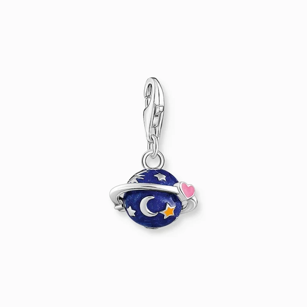 Charm pendant Saturn with dark blue cold enamel and fine details silver - Thomas Sabo - Suuri valikoima & ilmainen lahjapaketointi - Nordic Spectra