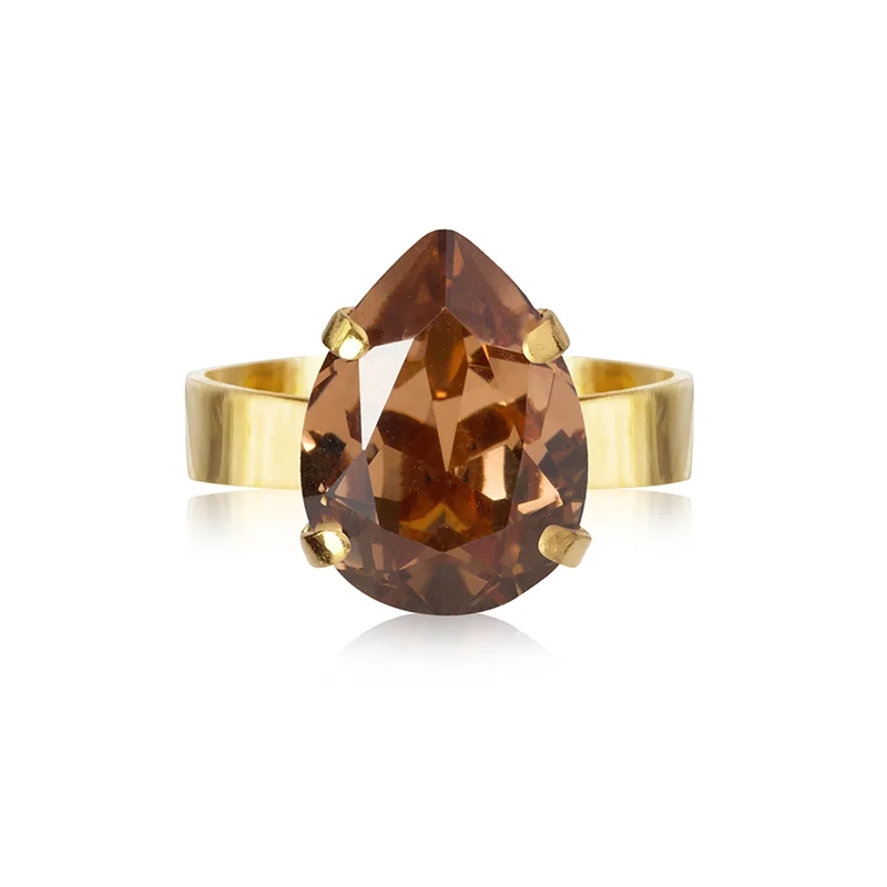 Caroline Svedbom - Mini Drop Ring Gold Recreated Light Smoked Topaz
