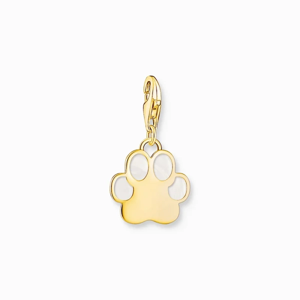 Charm-Anhänger Hundepfote mit weißer Kaltemaille vergoldet - Thomas Sabo - Nordic Spectra