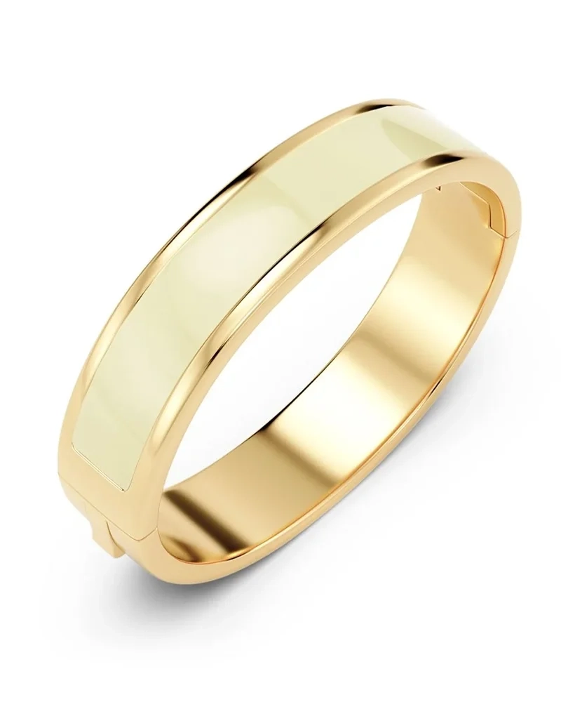 Armband i 14K guldpläterat stål med offwhite emalj