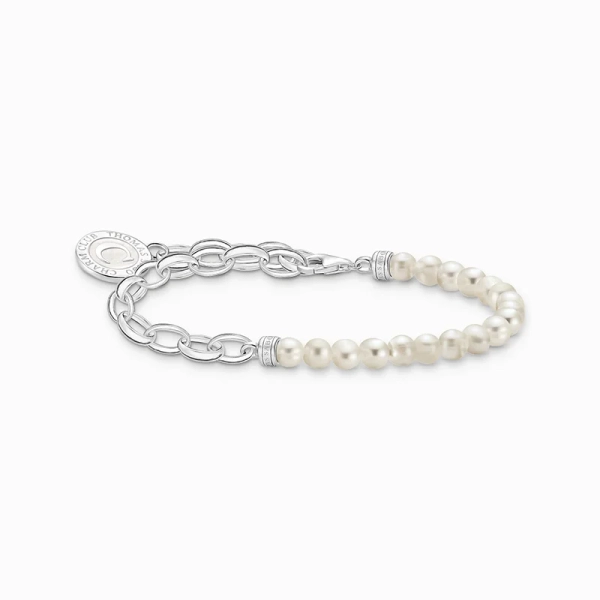 Member Charm bracelet with white pearls and Charmista disc silver - Thomas Sabo - Suuri valikoima & ilmainen lahjapaketointi - Nordic Spectra