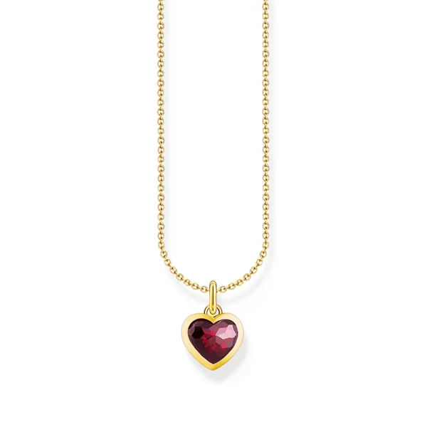 Kette mit dunkelrotem Herz-Anhänger vergoldet - Thomas Sabo - Nordic Spectra