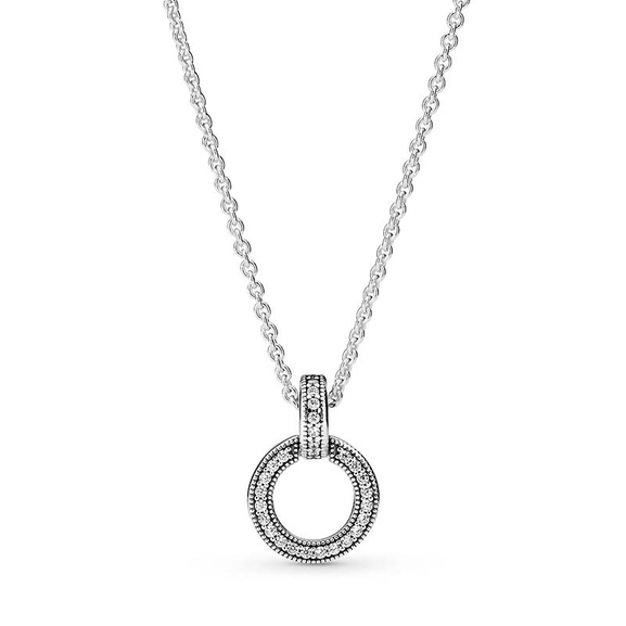 Hängsmycke med Dubbel Cirkel & Halsband - PANDORA - Snabb frakt & paketinslagning - Nordicspectra.se