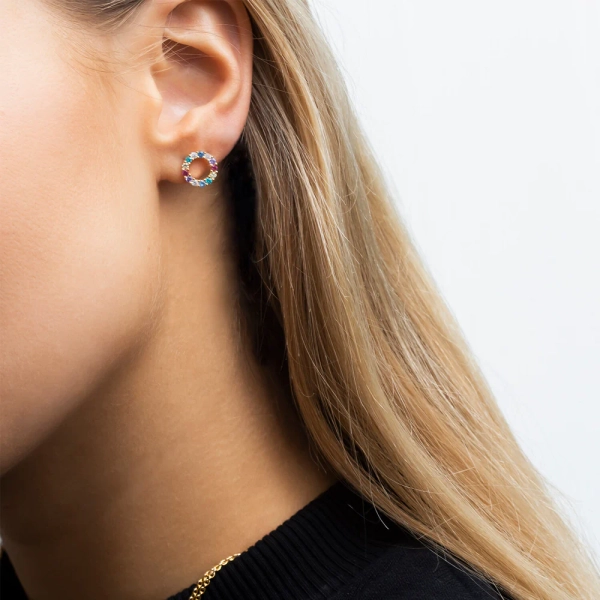 eleganta små örhängen i 18K guldpläterat silver med gnistrande cubic zirconia.