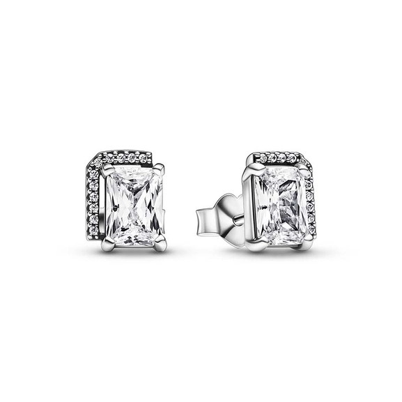 Rectangular Sparkling Halo Stud Earrings - PANDORA - Snabb frakt & paketinslagning - Nordicspectra.se