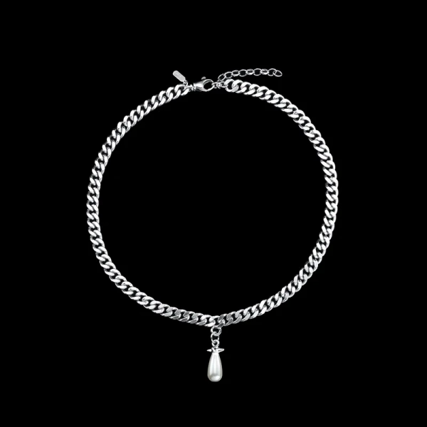 Chunky Chain Drop Pearl Necklace - Maria Nilsdotter - Schmuck im skandinavischen Design - Nordic Spectra