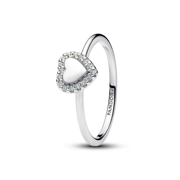 Eleganter Halo-Ring mit strahlendem Herz