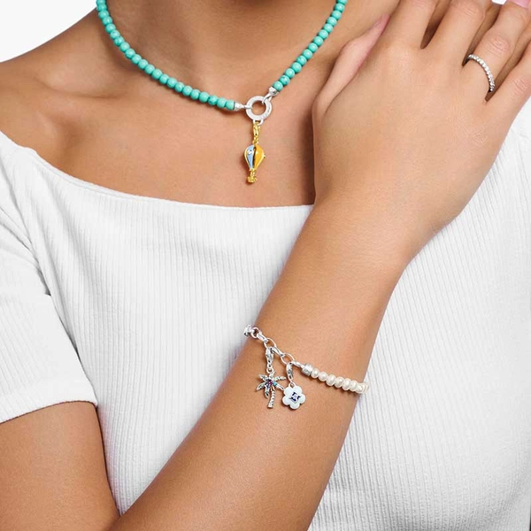 Charm bracelet with white pearls and chain links silver - Thomas Sabo - Suuri valikoima & ilmainen lahjapaketointi - Nordicspectra.fi